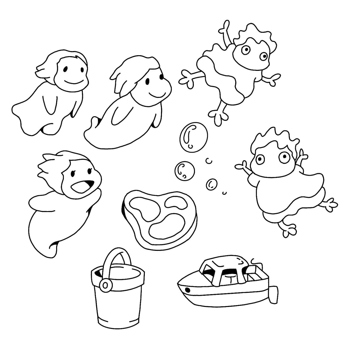 画像 崖の上のポニョ ぬりえ