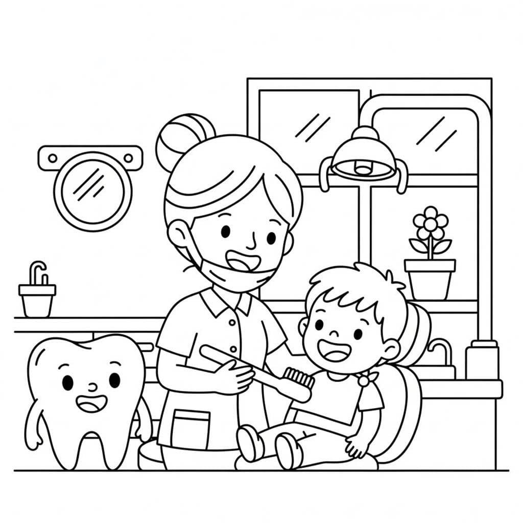 画像 歯医者 無料で ぬりえ