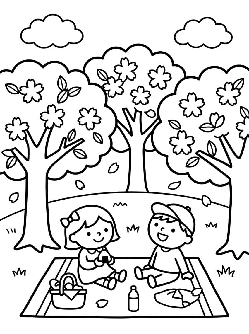 画像 花見 印刷可能 ぬりえ