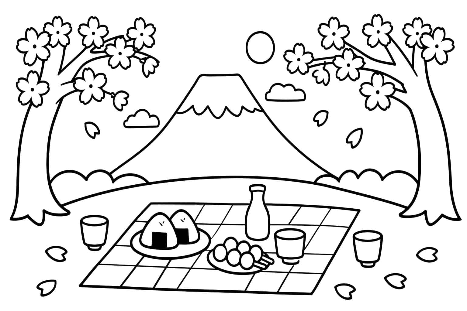 画像 花見 簡単 ぬりえ