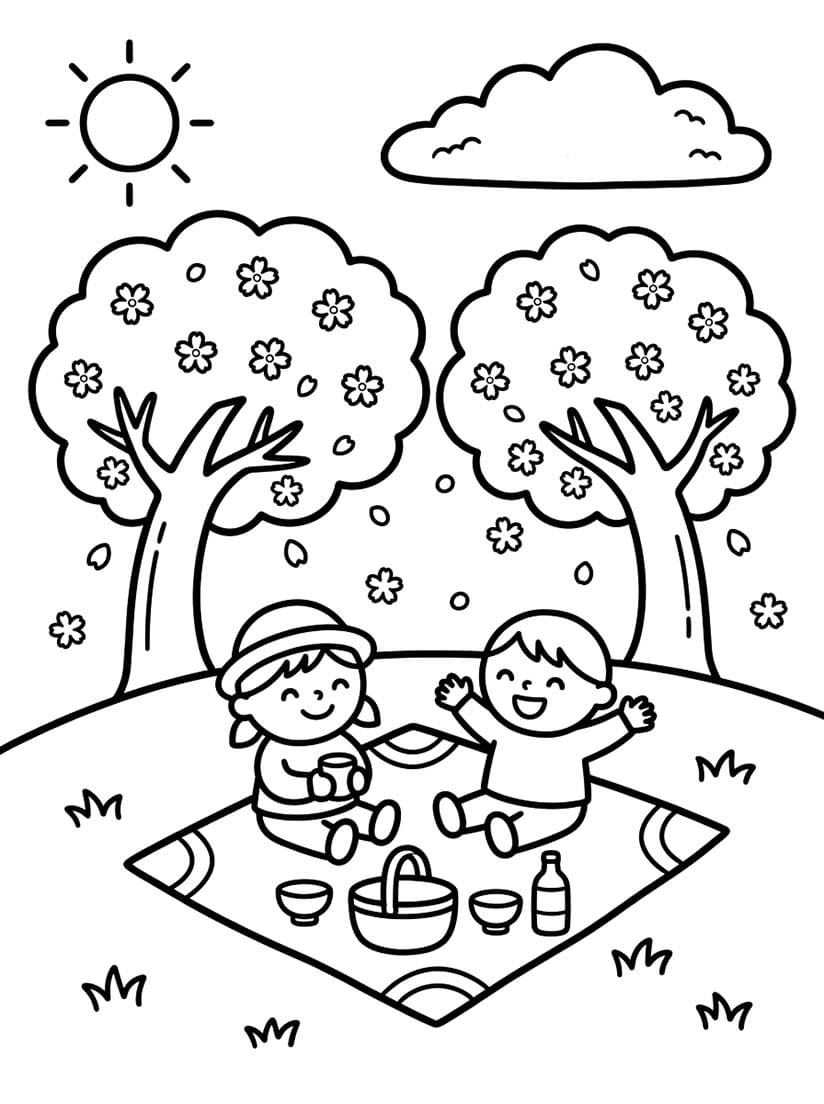 画像 花見 無料で印刷可能 ぬりえ