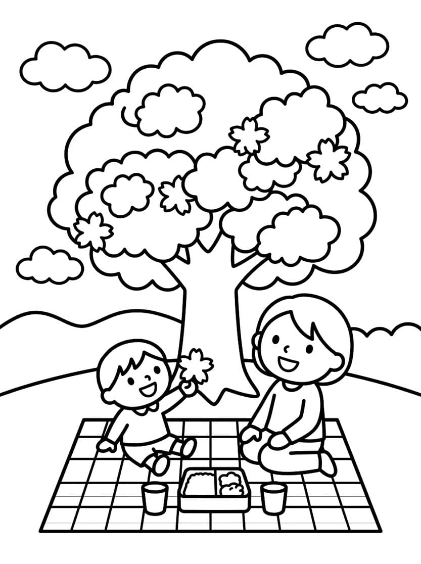 画像 花見 無料で ぬりえ