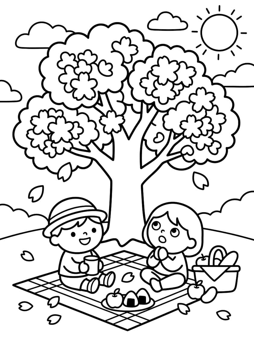 画像 花見 無料 ぬりえ