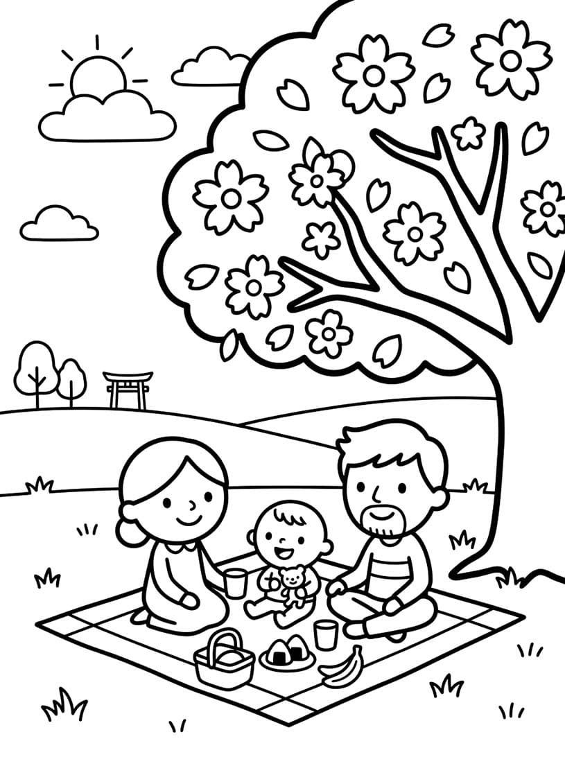 画像 花見 ぬりえ