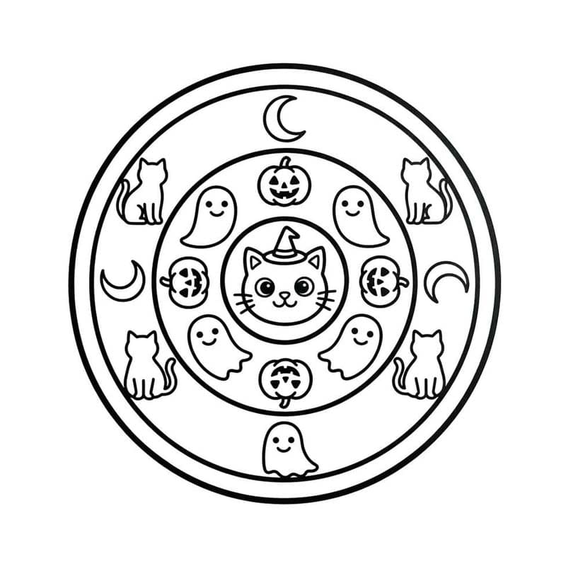 画像 ハロウィンのマンダラ 印刷 ぬりえ