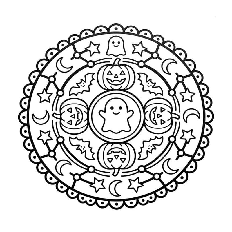 画像 ハロウィンのマンダラ 基本的な ぬりえ