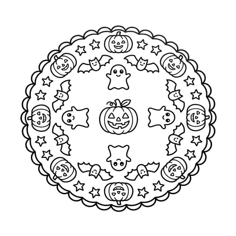 ハロウィンのマンダラ ぬりえ ぬりえ