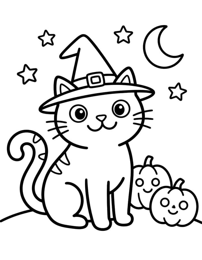 画像 ハロウィンの猫 印刷可能 ぬりえ