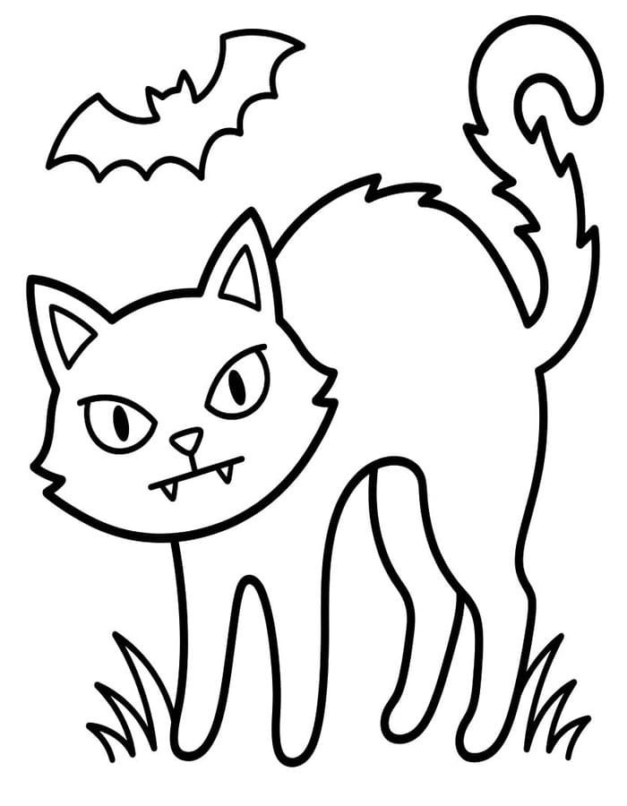 画像 ハロウィンの猫 簡単 ぬりえ