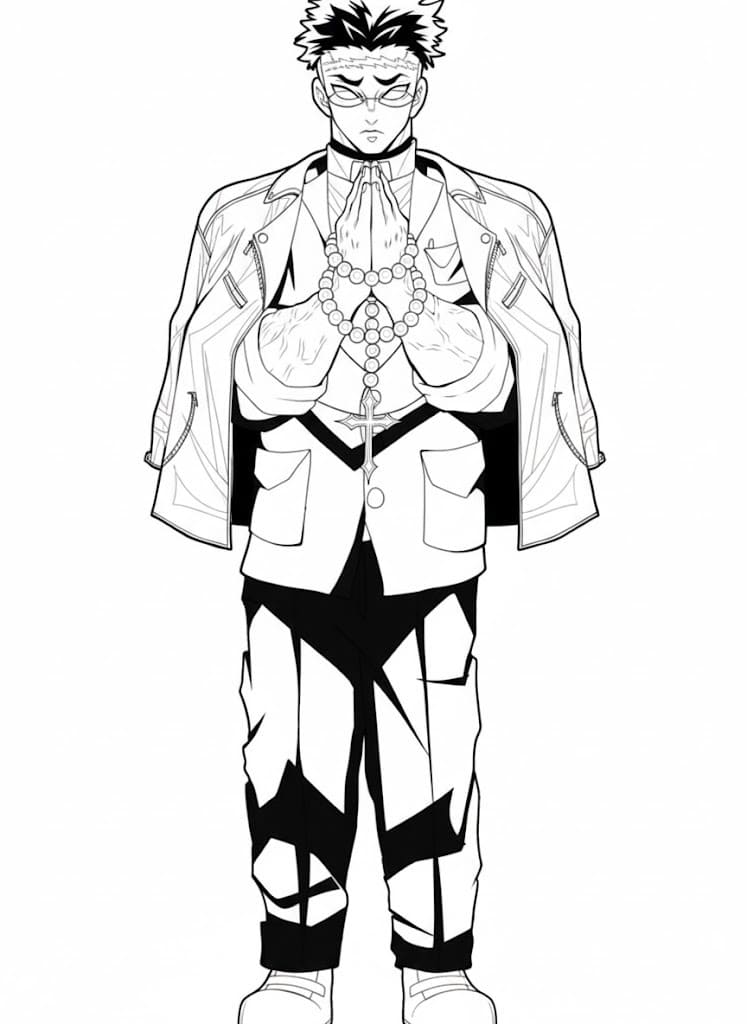 画像 悲鳴嶼行冥 無料 ぬりえ