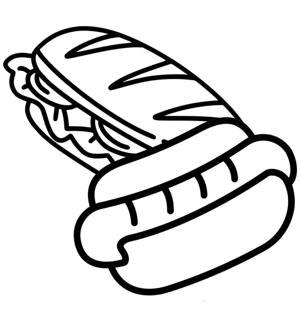 画像 ホットドッグ 単純 ぬりえ