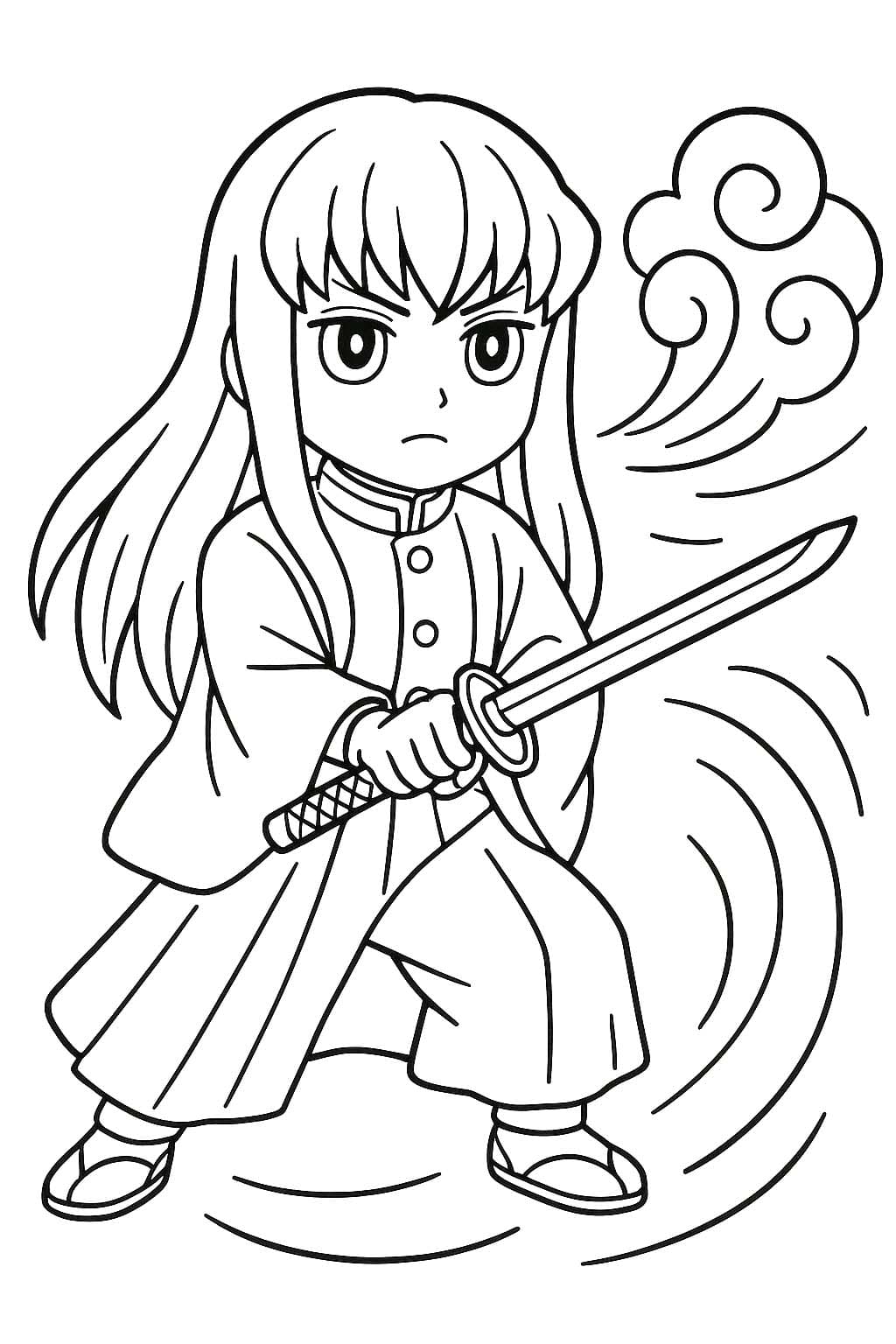 画像 時透無一郎 簡単 ぬりえ