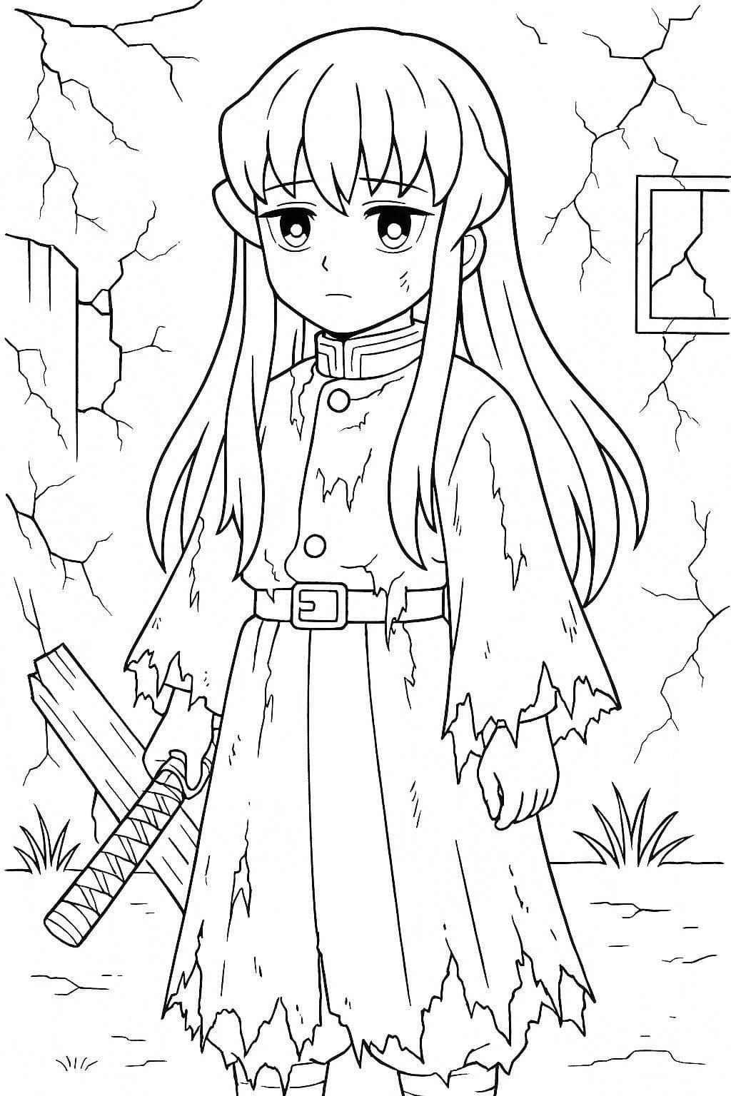 画像 時透無一郎 基本的な ぬりえ