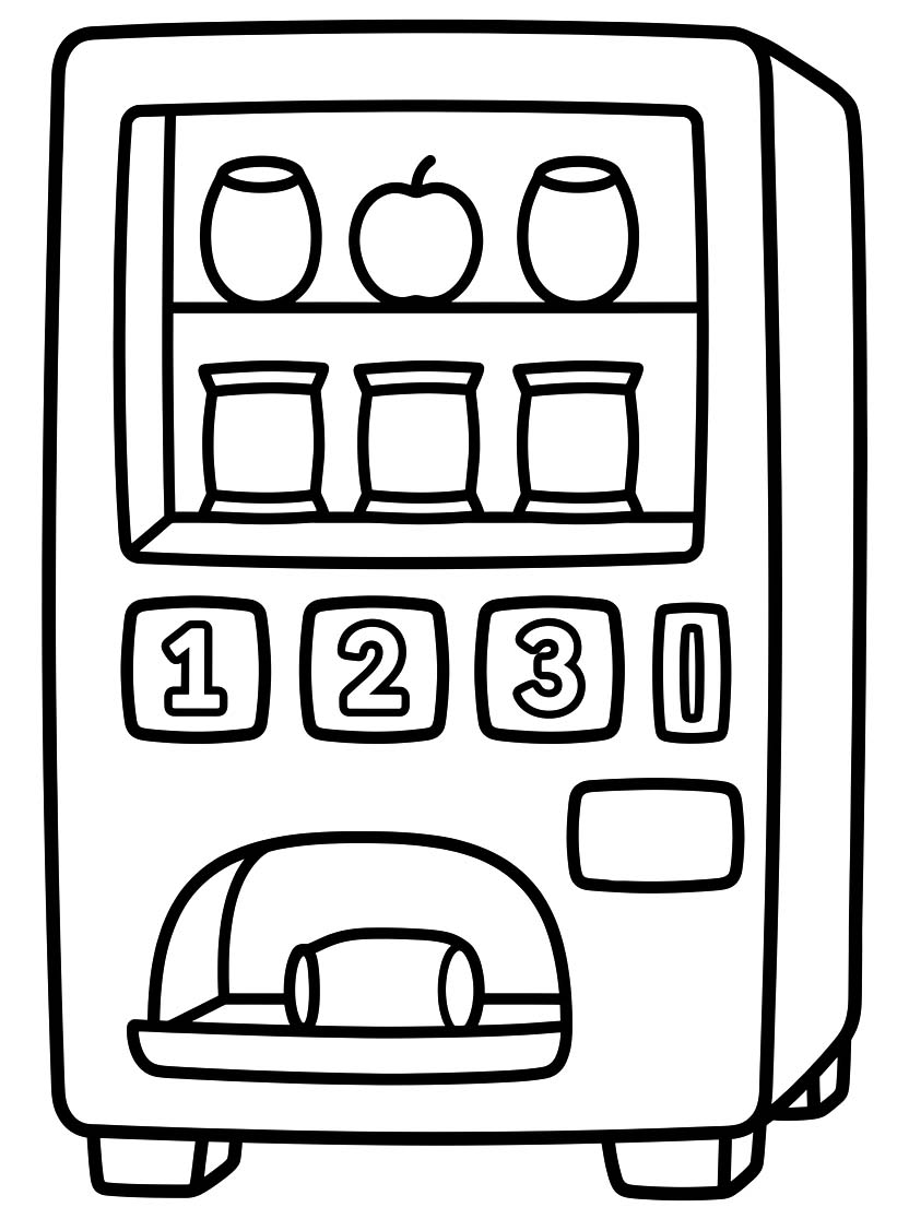 画像 自動販売機 単純 ぬりえ