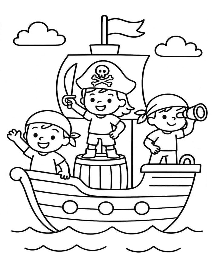 画像 海賊船 印刷可能 ぬりえ