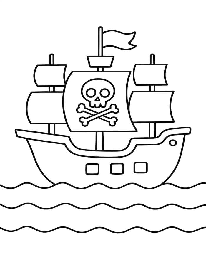 画像 海賊船 基本的な ぬりえ