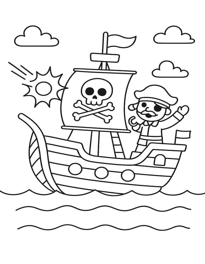 画像 海賊船 無料 ぬりえ