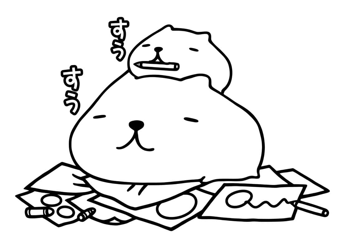 画像 カピバラさん 単純 ぬりえ
