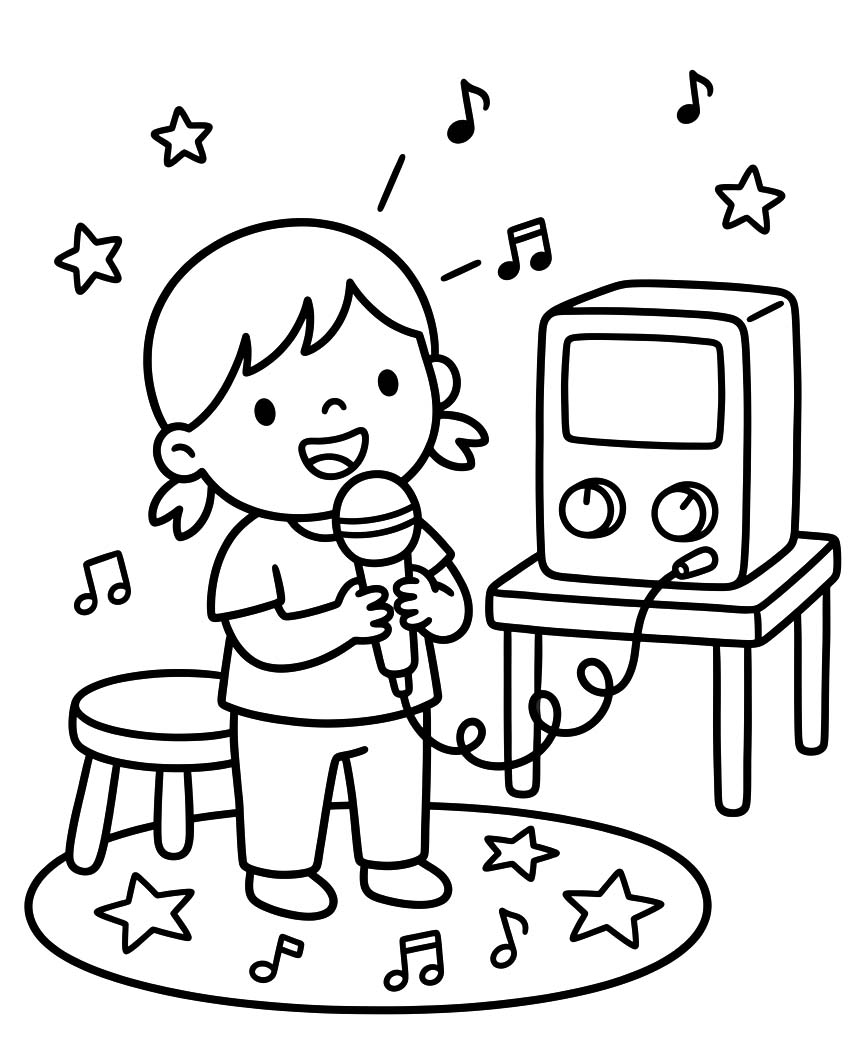 画像 カラオケ 無料で印刷可能 ぬりえ
