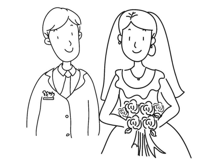 画像 結婚式 簡単 ぬりえ
