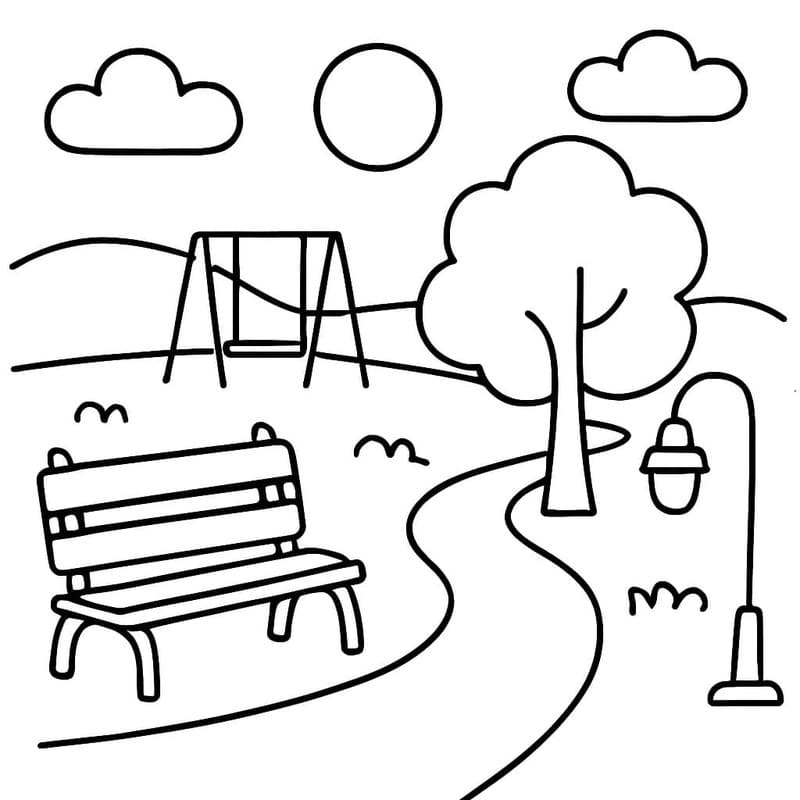 画像 公園 印刷可能 ぬりえ