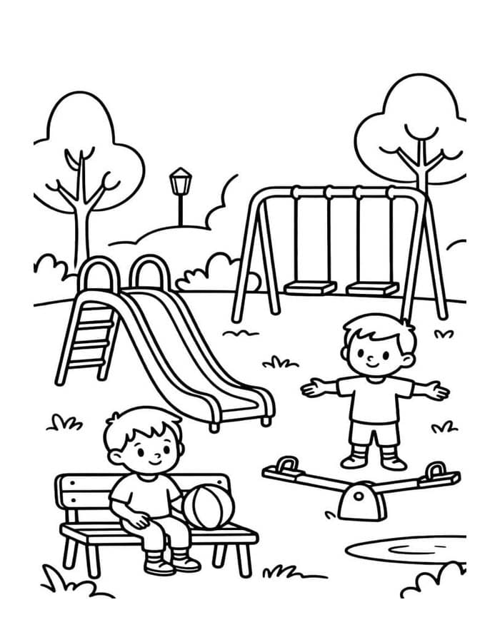 画像 公園 単純 ぬりえ
