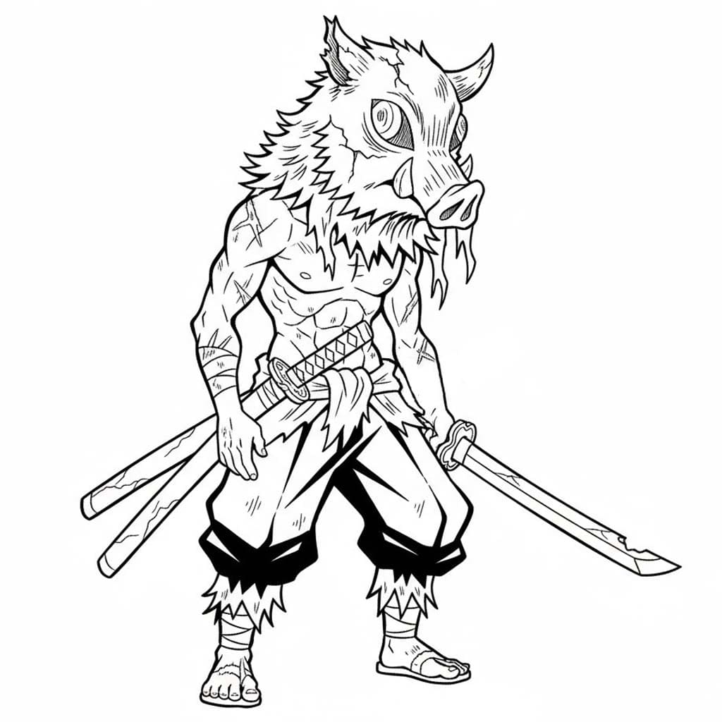 画像 嘴平伊之助 簡単 ぬりえ