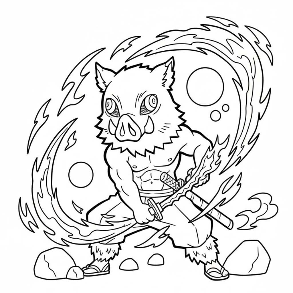 画像 嘴平伊之助 基本的な ぬりえ