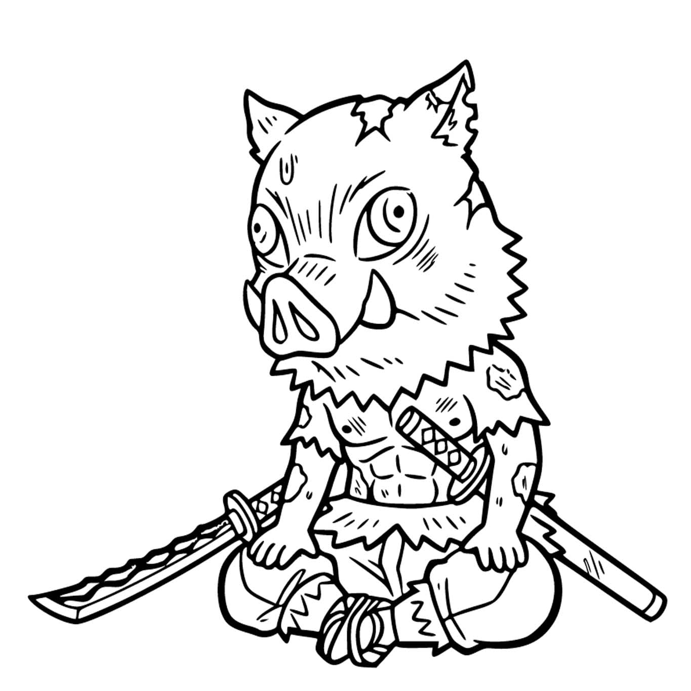 画像 嘴平伊之助 単純 ぬりえ