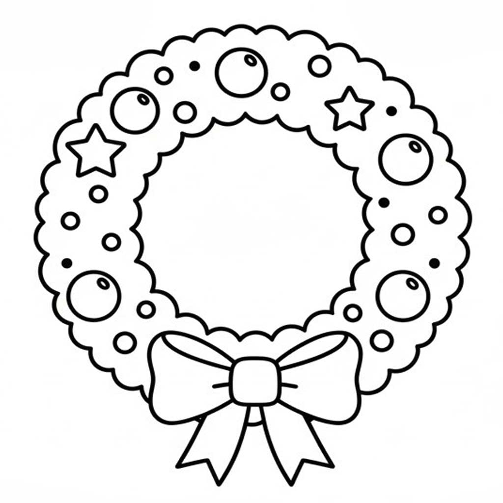 画像 クリスマスリース 単純 ぬりえ