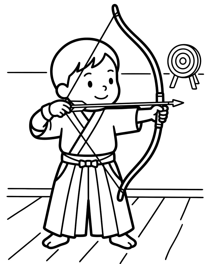 画像 弓道 無料で ぬりえ