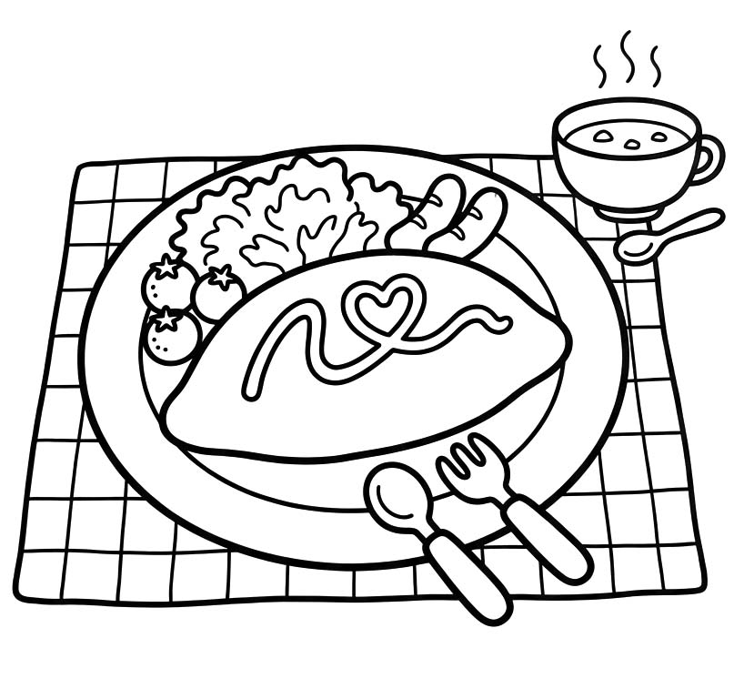 画像 オムライス 印刷可能 ぬりえ