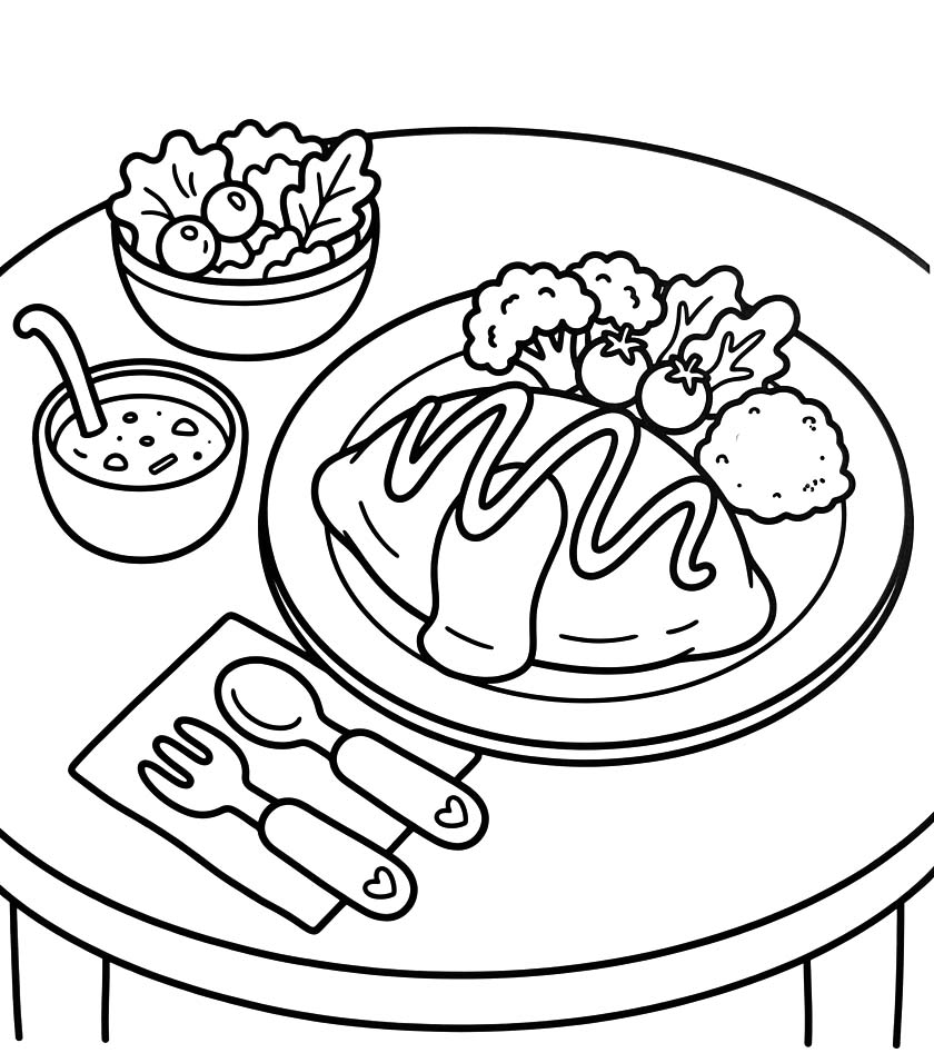 画像 オムライス 印刷 ぬりえ