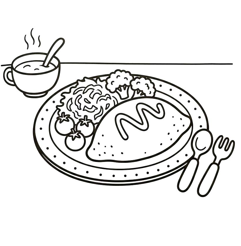 画像 オムライス 簡単 ぬりえ