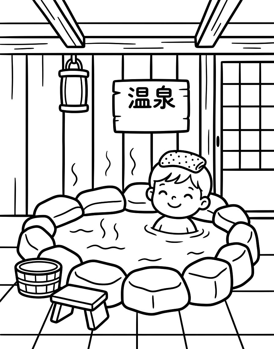 画像 温泉 印刷 ぬりえ