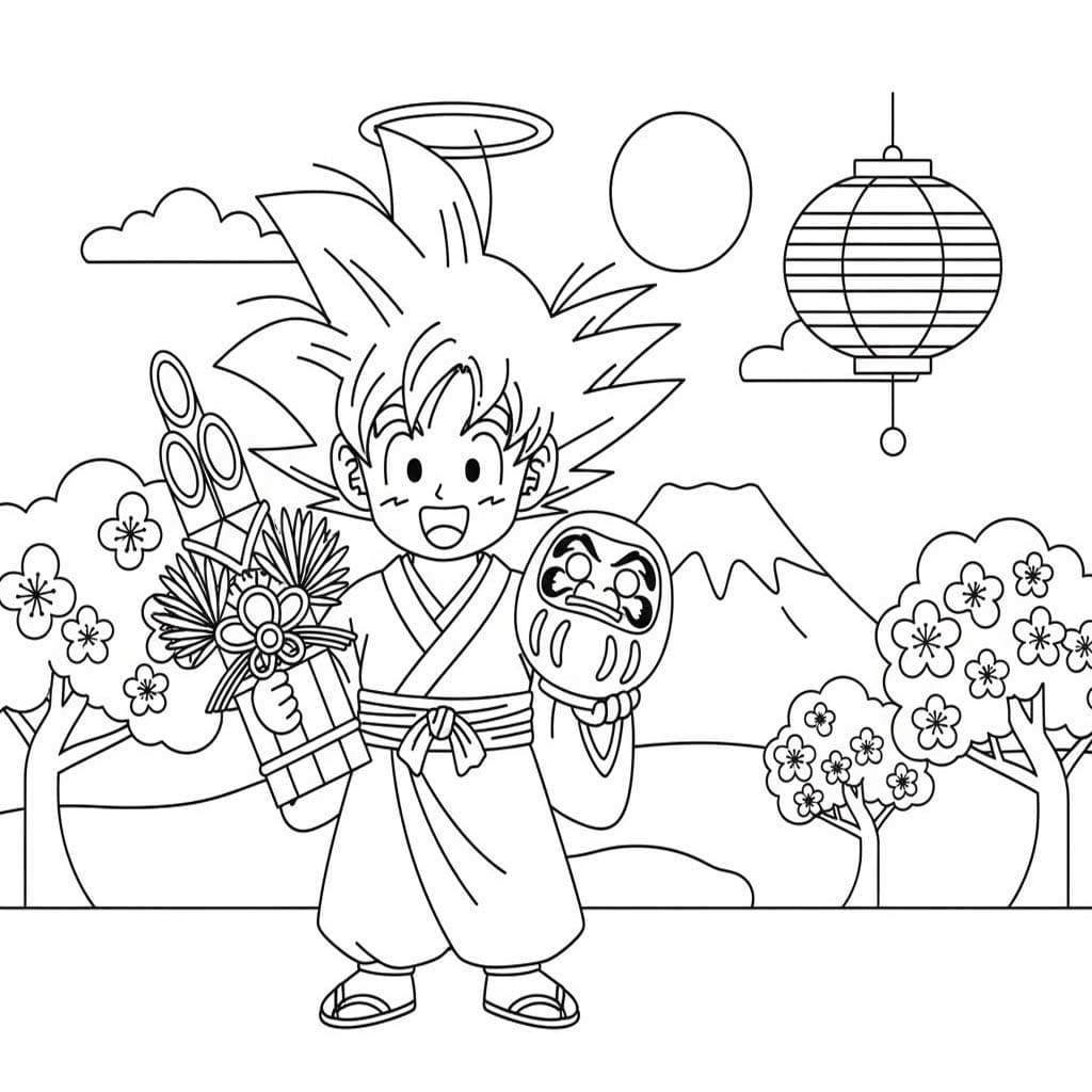 画像 お正月の 基本的な ぬりえ