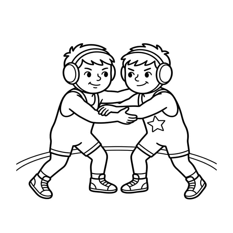 画像 レスリング 単純 ぬりえ