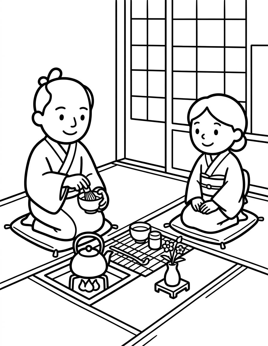 画像 茶道 基本的な ぬりえ