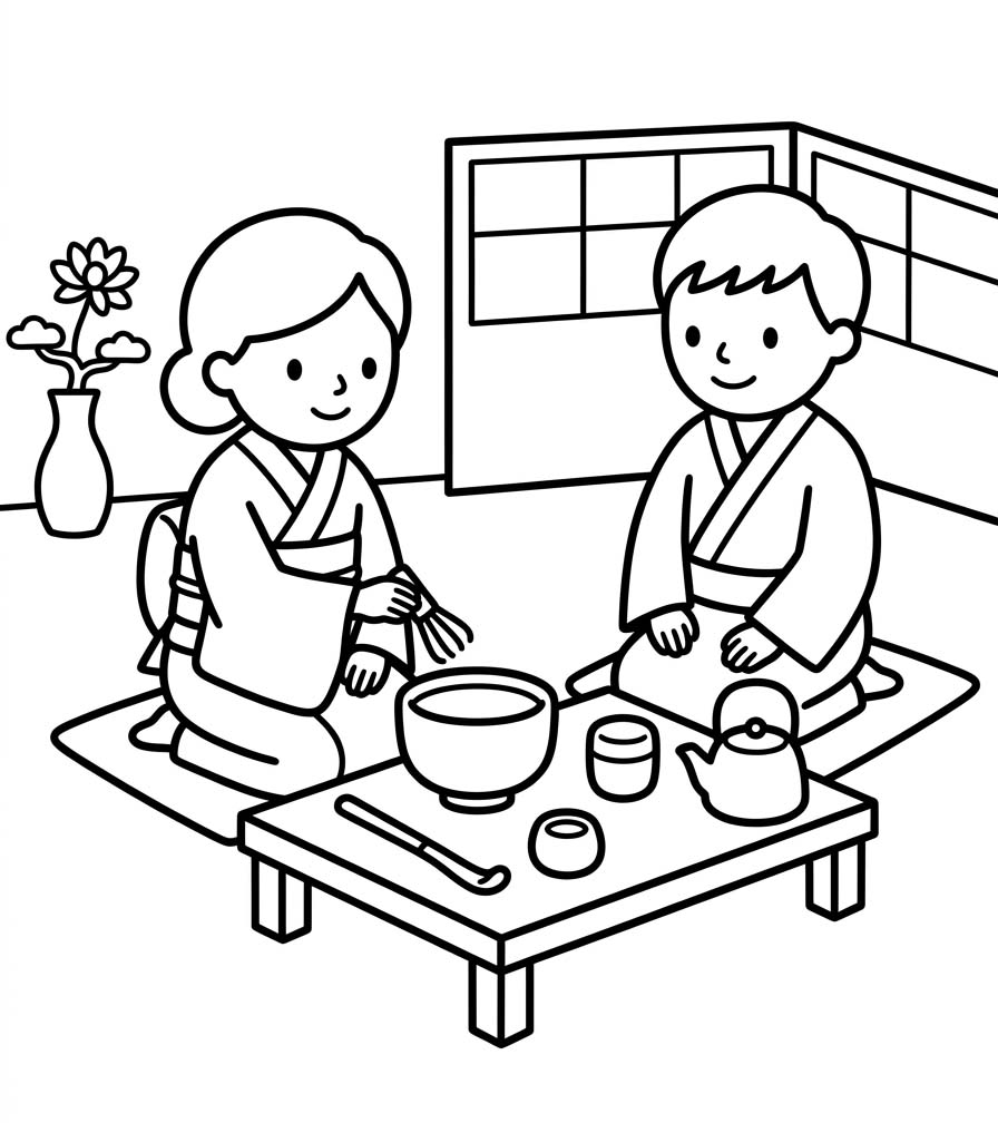 画像 茶道 無料で ぬりえ