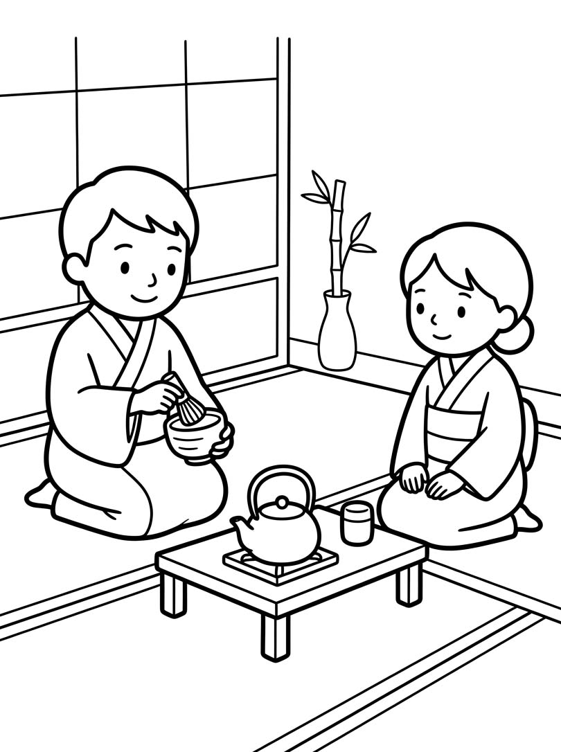 画像 茶道 単純 ぬりえ
