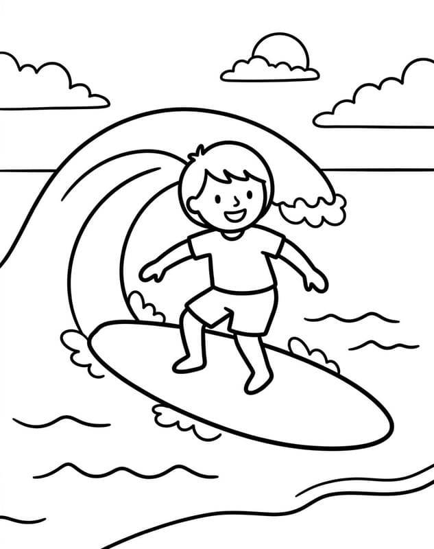 画像 サーフィン 単純 ぬりえ