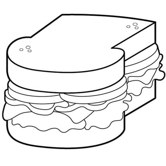 画像 サンドイッチ 基本的な ぬりえ