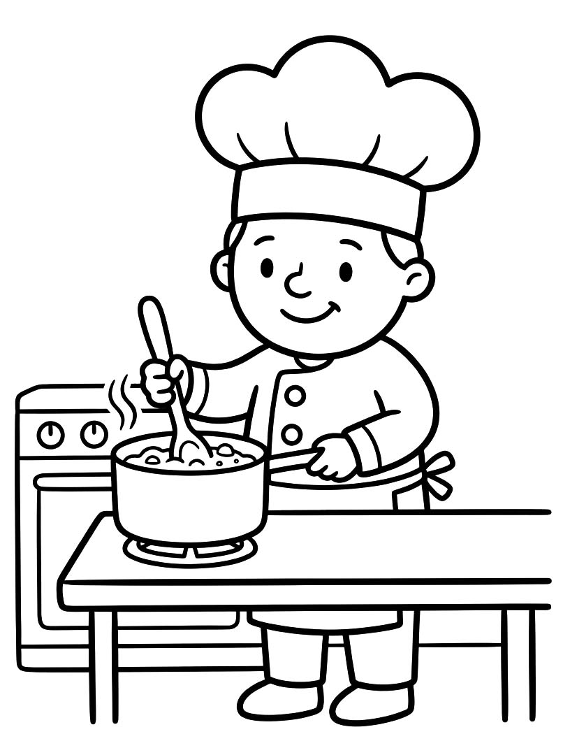 画像 シェフ 単純 ぬりえ