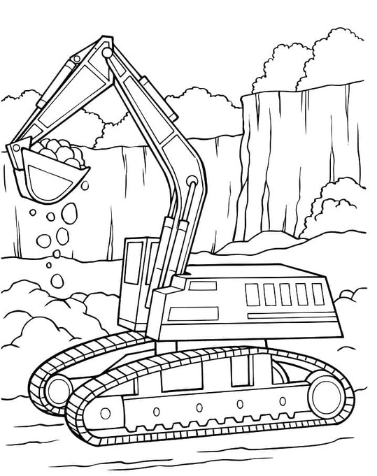 画像 ショベルカー 無料で印刷可能 ぬりえ