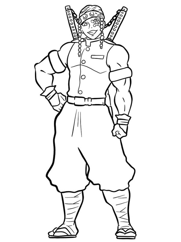 画像 宇髄天元 簡単 ぬりえ