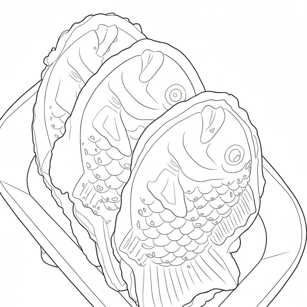 画像 たい焼き単純 ぬりえ