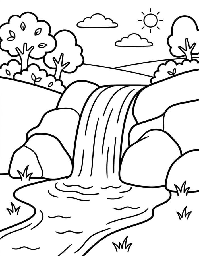 画像 滝 印刷 ぬりえ