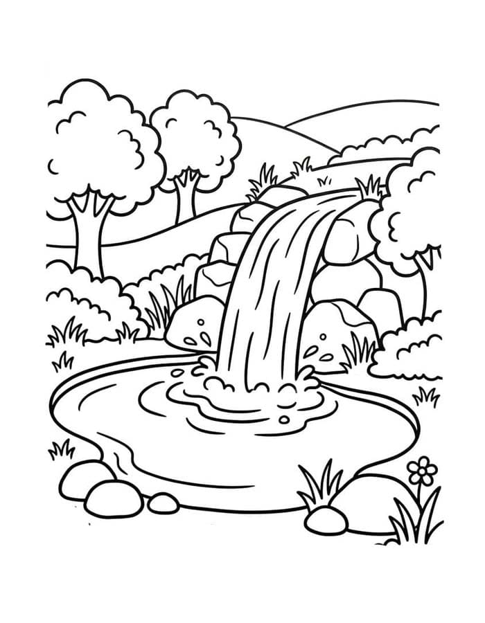 画像 滝 簡単 ぬりえ