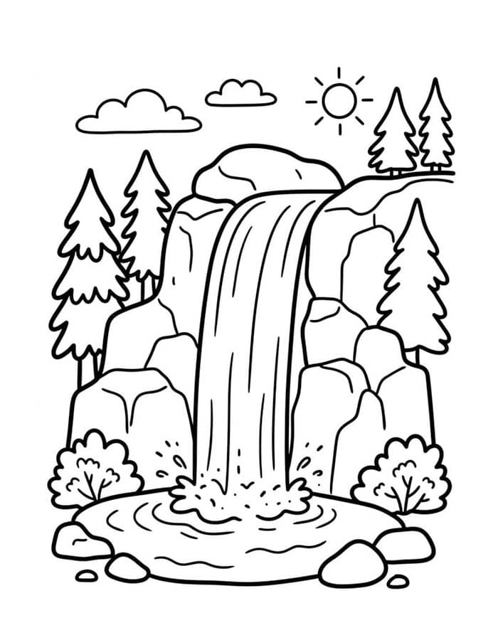 画像 滝 無料で ぬりえ