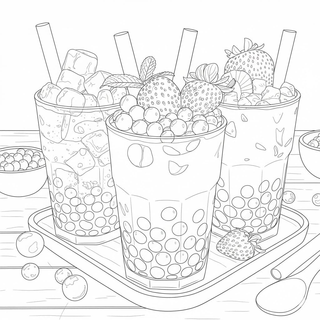 画像 タピオカティー 簡単 ぬりえ